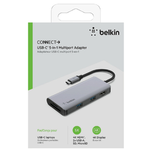 BELKIN USB-C 5-in-1マルチポートアダプター シルバー AVC007BTSGY-イメージ2