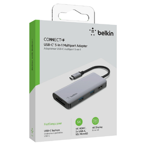 BELKIN USB-C 5-in-1マルチポートアダプター シルバー AVC007BTSGY-イメージ3