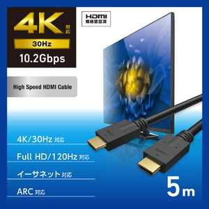 エレコム ハイスピードHDMI(R)ケーブル(5.0m) ブラック DH-HD14E50BK2-イメージ2