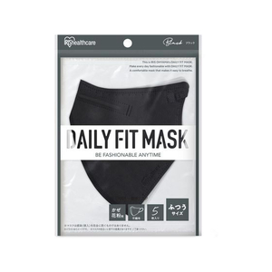 アイリスオーヤマ DAILYFITMASK立体 ふつう 5枚入 ブラック FCU8458-RK-F5SBK-イメージ1