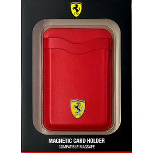 FERRARI MAGSAFE対応 PUレザーマグネットカードポケット レッド FEWCMRSIR-イメージ1