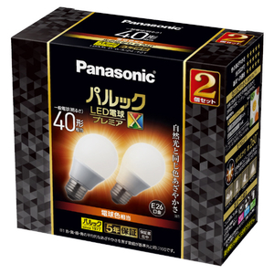 パナソニック LED電球 E26口金 全光束485lm(4．9W一般電球タイプ 全方向タイプ) 電球色相当 2個入り パルック プレミアX LDA5LDGSZ4F2T-イメージ1