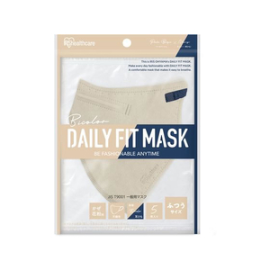 アイリスオーヤマ DAILYFITMASK立体 ふつう 5枚 ペールベージュ×ネイビー FCU8460-RK-F5SUB-イメージ1