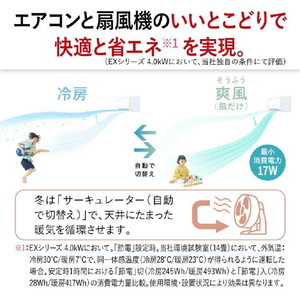 三菱 「工事代金別」 6畳向け 自動お掃除付き 冷暖房エアコン e angle select 霧ヶ峰 Rシリーズ MSZ-EX2224E4-Wｾｯﾄ-イメージ8