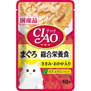 いなばペットフード CIAO パウチ 総合栄養食 まぐろ ささみ・おかか入り 40g ﾁﾔｵｿｳｺﾞｳｼﾖｸｵｶｶ40G-イメージ1