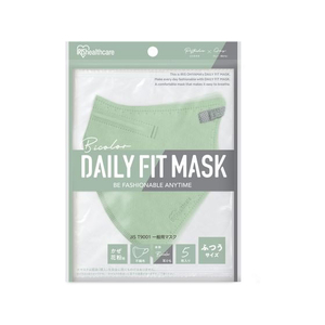 アイリスオーヤマ DAILYFITMASK立体 ふつう 5枚 ピスタチオ×グレー FCU8462-RK-F5SUD-イメージ1