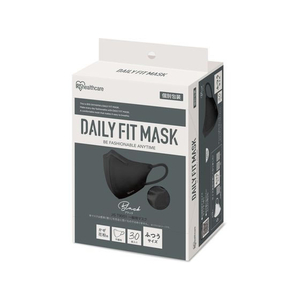 アイリスオーヤマ DAILYFITMASK立体 ふつう 30枚入 ブラック FCU8465-RK-F30SBK-イメージ1