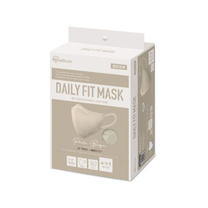 アイリスオーヤマ DAILYFITMASK立体 ふつう 30枚入 ペールベージュ FCU8467-RK-F30SXQ-イメージ1